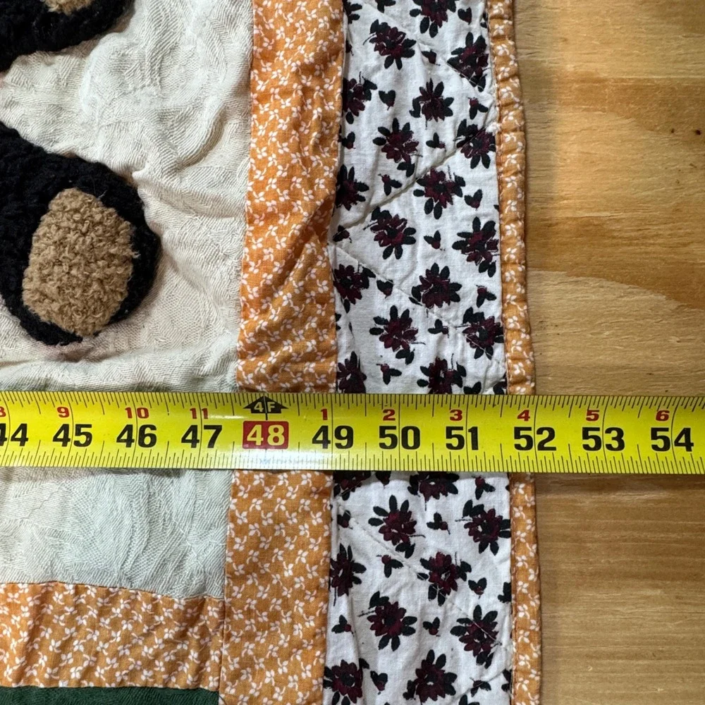 Vintage Cracker Barrel Teddy Bear Patchwork Quilt Plush 3D Nursery Blanket 46x52